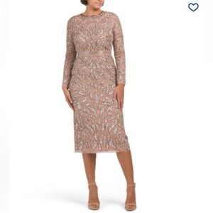 New Embellished Sheath Midi Dress Wedding Mother of Bride Groom Cocktail Formal
